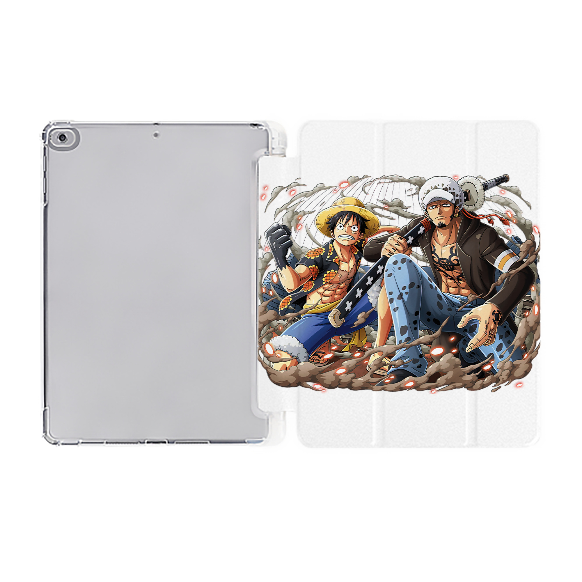 ワンピース モンキー・D・ルフィ ONE PIECE Monkey D. Luffy IPad ケース ペン収納付き 三つ折りスタンド PUレザー×シリコン 対応機種9.5/10.5/10.9インチ